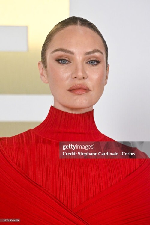 PARIS, FRANCE - SEPTEMBER 25: (EDITORIAL USE ONLY - For Non-Editorial use please seek approval from Fashion House) Candice Swanepoel attends the Balmain Womenswear Spring-Summer 2025 show as part of Paris Fashion Week on September 25, 2024 in Paris, France. (Photo by Stephane Cardinale - Corbis/Corbis via Getty Images)