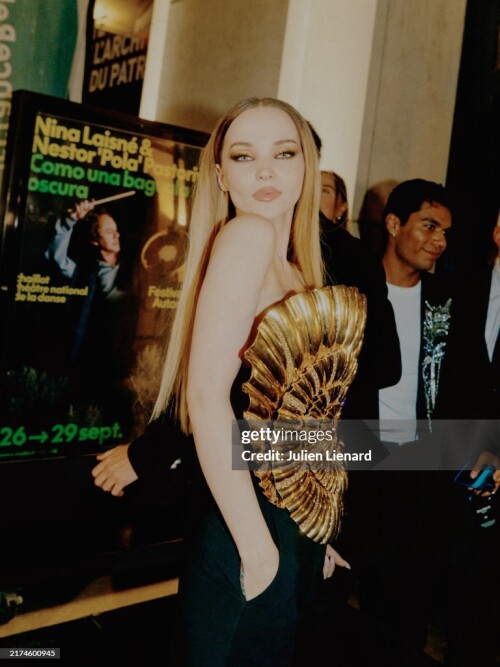 PARIS, FRANCE - SEPTEMBER 25: Dove Cameron attends the Balmain Womenswear Spring-Summer 2025 show as part of Paris Fashion Week on September 25, 2024 in Paris, France. (Photo by Julien Lienard/Getty Images for Balmain)