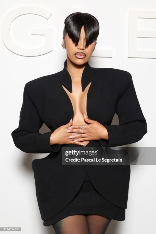 PARIS, FRANCE - SEPTEMBER 26: (EDITORIAL USE ONLY - For Non-Editorial use please seek approval from Fashion House) Cardi B attends the Mugler Womenswear Spring-Summer 2025 show as part of Paris Fashion Week on September 26, 2024 in Paris, France. (Photo by Pascal Le Segretain/Getty Images)