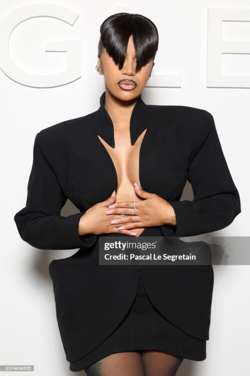 PARIS, FRANCE - SEPTEMBER 26: (EDITORIAL USE ONLY - For Non-Editorial use please seek approval from Fashion House) Cardi B attends the Mugler Womenswear Spring-Summer 2025 show as part of Paris Fashion Week on September 26, 2024 in Paris, France. (Photo by Pascal Le Segretain/Getty Images)