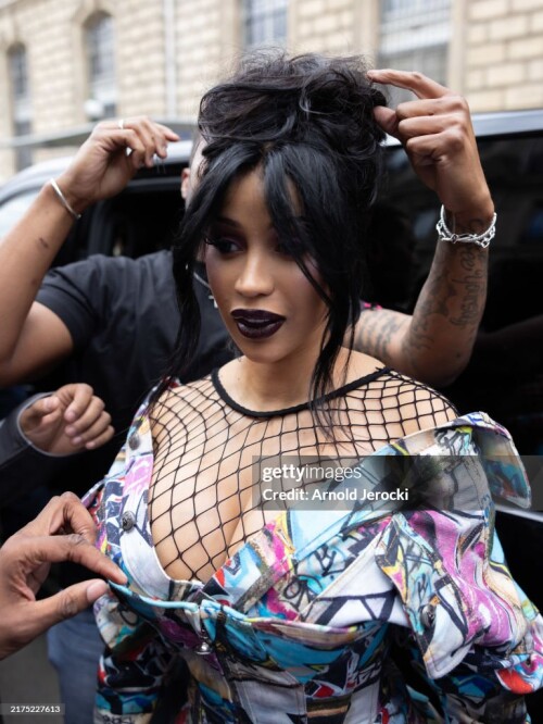 PARIS, FRANCE - SEPTEMBER 28: Cardi B attends the Vivienne Westwood Paris Womenswear Spring-Summer 2025 show as part of Paris Fashion Week on September 28, 2024 in Paris, France. (Photo by Arnold Jerocki/Getty Images)