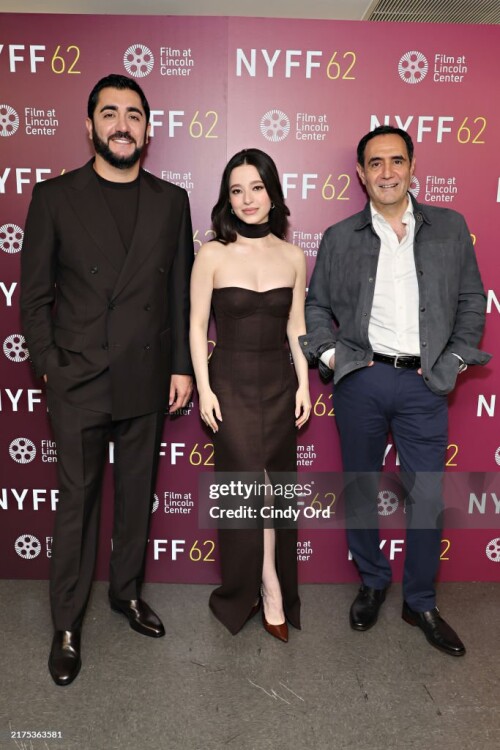 NEW YORK, NEW YORK - SEPTEMBER 28: (L-R) Vache Tovmasyan, Mikey Madison and Karren Karagulian pose backstage at the "Anora" premiere during the 62nd New York Film Festival at Alice Tully Hall Lincoln Center on September 28, 2024 in New York City. (Photo by Cindy Ord/Getty Images for FLC)