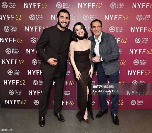 NEW YORK, NEW YORK - SEPTEMBER 28: (L-R) Vache Tovmasyan, Mikey Madison and Karren Karagulian pose backstage at the "Anora" premiere during the 62nd New York Film Festival at Alice Tully Hall Lincoln Center on September 28, 2024 in New York City. (Photo by Cindy Ord/Getty Images for FLC)