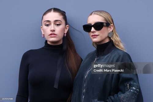 PARIS, FRANCE - SEPTEMBER 30: Rachel Sennott and Emma Roberts attend the Balenciaga Paris Womenswear Spring-Summer 2025 show as part of Paris Fashion Week on September 30, 2024 in Paris, France. (Photo by Marc Piasecki/WireImage)
