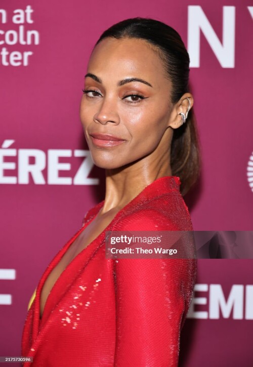 NEW YORK, NEW YORK - SEPTEMBER 30: Zoe Saldana attends the "Emilia P?rez" premiere during the 62nd New York Film Festival at Alice Tully Hall, Lincoln Center on September 30, 2024 in New York City. (Photo by Theo Wargo/Getty Images for FLC)
