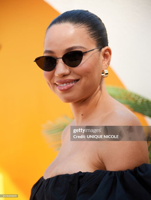 US actress Jurnee Smollett attends the Veuve Clicquot Polo Classic at Will Rogers State Historic Park in Pacific Palisades, California on October 5, 2024. (Photo by Unique Nicole / AFP) (Photo by UNIQUE NICOLE/AFP via Getty Images)
