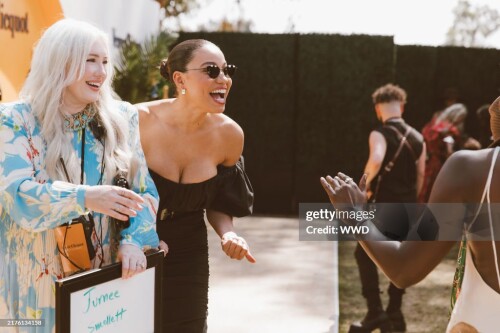 Jurnee Smollett (R) at Veuve Clicquot Polo Classic at Will Rogers State Historic Park on October 05, 2024 in Pacific Palisades, California. (Photo by Sela Shiloni/WWD via Getty Images)