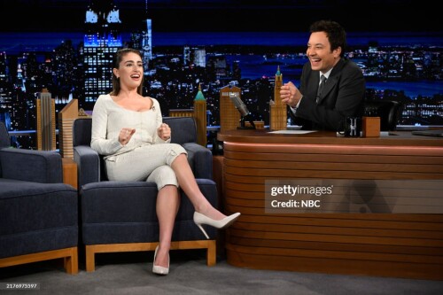 THE TONIGHT SHOW STARRING JIMMY FALLON -- Episode 2035 -- Pictured: (l-r) Actress Rachel Sennott during an interview with host Jimmy Fallon on Wednesday, October 9, 2024 -- (Photo by: Todd Owyoung/NBC via Getty Images)
