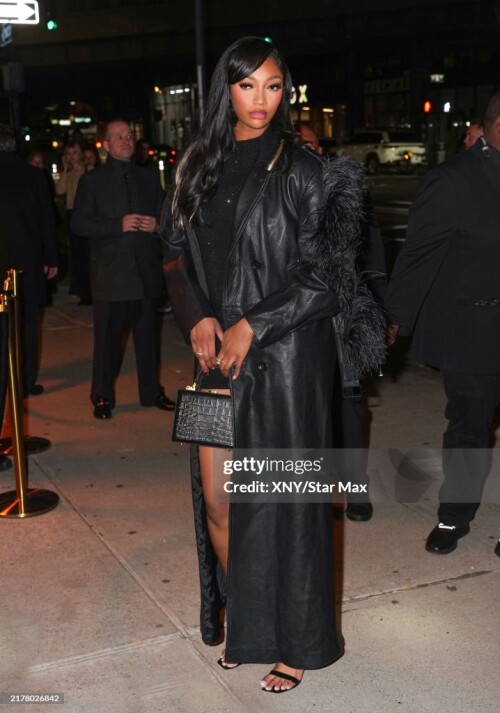 NEW YORK, NY - OCTOBER 15: Angel Reese arrives at "The Victorias Secret Show 2024" after party on October 15, 2024 in New York City.  (Photo by XNY/Star Max/GC Images)