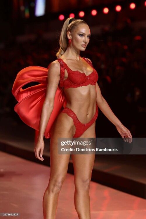 NEW YORK, NEW YORK - OCTOBER 15: Candice Swanepoel walks the runway for the Victoria's Secret Fashion Show 2024 on October 15, 2024 in New York City. (Photo by Dimitrios Kambouris/Getty Images for Victoria's Secret)