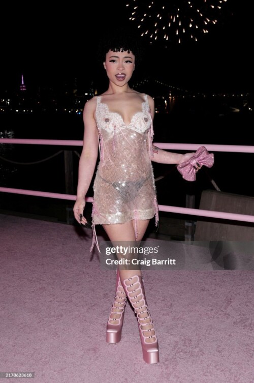 NEW YORK, NEW YORK - OCTOBER 15: (EDITOR'S NOTE: Image contains partial nudity.) Ice Spice attends the Victoria's Secret Fashion Show 2024 on October 15, 2024 in New York City. (Photo by Craig Barritt/Getty Images for Victoria's Secret)