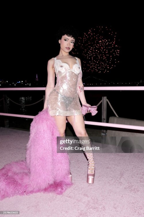 NEW YORK, NEW YORK - OCTOBER 15: (EDITOR'S NOTE: Image contains partial nudity.) Ice Spice attends the Victoria's Secret Fashion Show 2024 on October 15, 2024 in New York City. (Photo by Craig Barritt/Getty Images for Victoria's Secret)