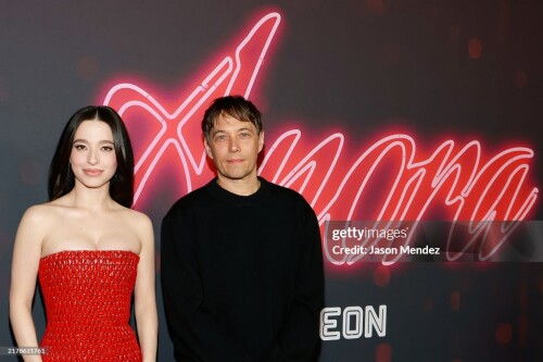 NEW YORK, NEW YORK - OCTOBER 15: Mikey Madison and Sean Baker attend the "Anora" New York premiere at Regal Times Square on October 15, 2024 in New York City. (Photo by Jason Mendez/Getty Images)