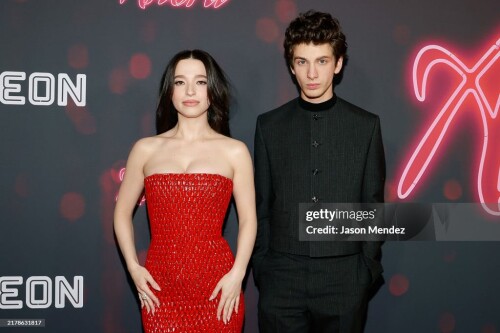 NEW YORK, NEW YORK - OCTOBER 15: Mikey Madison and Mark Eydelshteyn attend the "Anora" New York premiere at Regal Times Square on October 15, 2024 in New York City. (Photo by Jason Mendez/Getty Images)