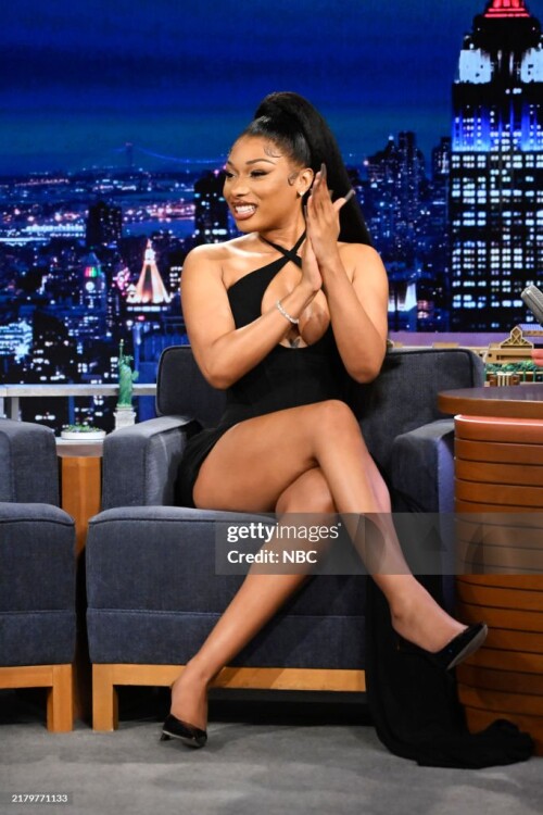 THE TONIGHT SHOW STARRING JIMMY FALLON -- Episode 2039 -- Pictured: Rapper and singer Megan Thee Stallion during an interview on Wednesday, October 23, 2024 -- (Photo by: Todd Owyoung/NBC via Getty Images)