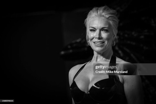 LONDON, ENGLAND - OCTOBER 23: (EDITORS NOTE: Image has been converted to black and white) Hannah Waddingham attends the UK Premiere of "Venom: The Last Dance" at the BFI IMAX Waterloo on October 23, 2024 in London, England. (Photo by Mike Marsland/WireImage)