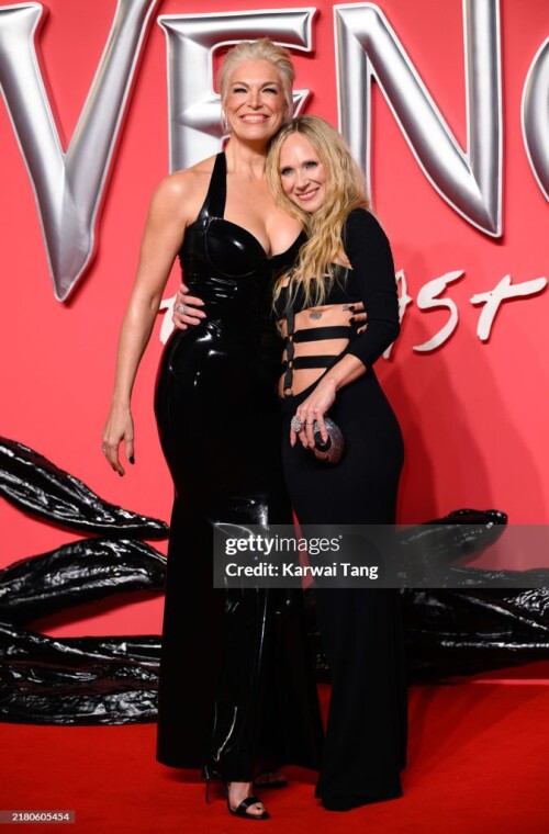 LONDON, ENGLAND - OCTOBER 23: Hannah Waddingham and Juno Temple attend the UK Premiere of "Venom: The Last Dance" at the BFI IMAX Waterloo on October 23, 2024 in London, England. (Photo by Karwai Tang/WireImage)