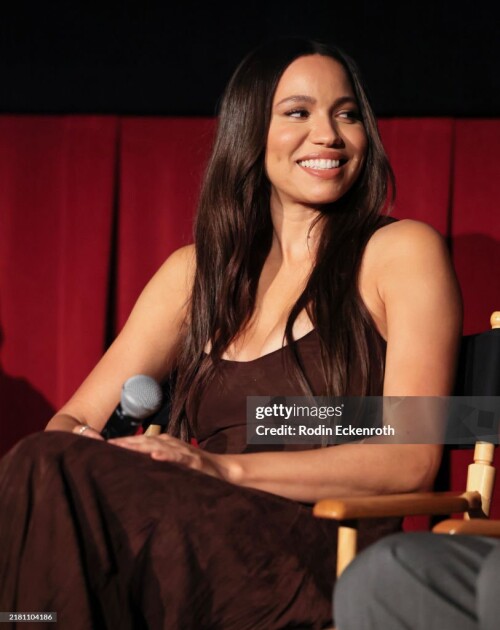 HOLLYWOOD, CALIFORNIA - OCTOBER 25: Jurnee Smollett speaks at the AFI FEST 2024 Canva presentation of ?The Order? screening and Q&A at TCL Chinese 6 Theatres on October 25, 2024 in Hollywood, California.  (Photo by Rodin Eckenroth/Getty Images for AFI)