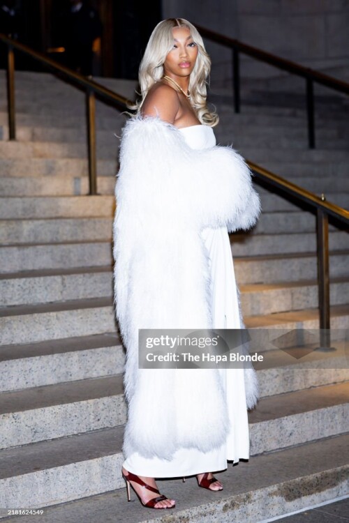 NEW YORK, NEW YORK - OCTOBER 28: Angel Reese is seen attending the 2024 CFDA Awards at American Museum of Natural History on October 28, 2024 in New York City. (Photo by The Hapa Blonde/GC Images)