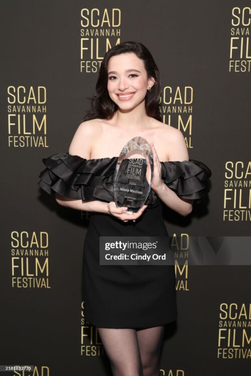 SAVANNAH, GEORGIA - OCTOBER 29: Mikey Madison attends the Breakthrough Award Presentation during the 27th SCAD Savannah Film Festival on October 29, 2024 in Savannah, Georgia. (Photo by Cindy Ord/Getty Images for SCAD)