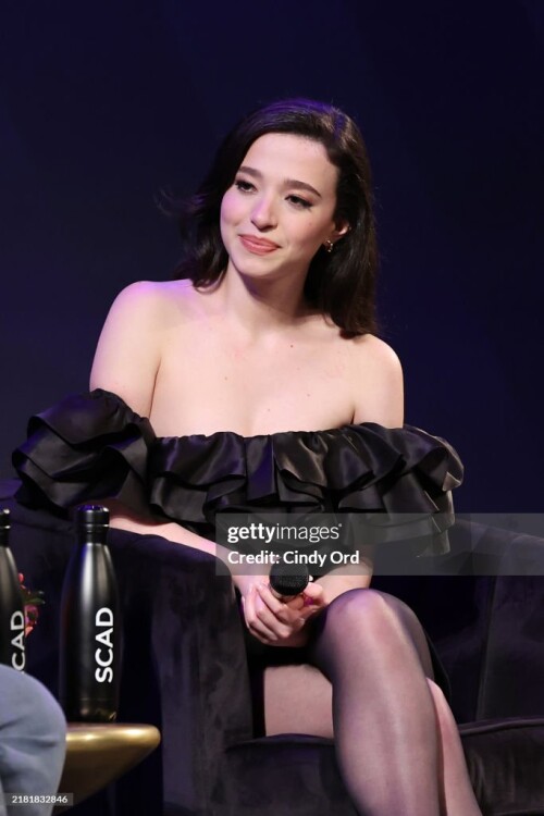 SAVANNAH, GEORGIA - OCTOBER 29: Mikey Madison speaks onstage at the "Anora" Q&A during the 27th SCAD Savannah Film Festival on October 29, 2024 in Savannah, Georgia. (Photo by Cindy Ord/Getty Images for SCAD)