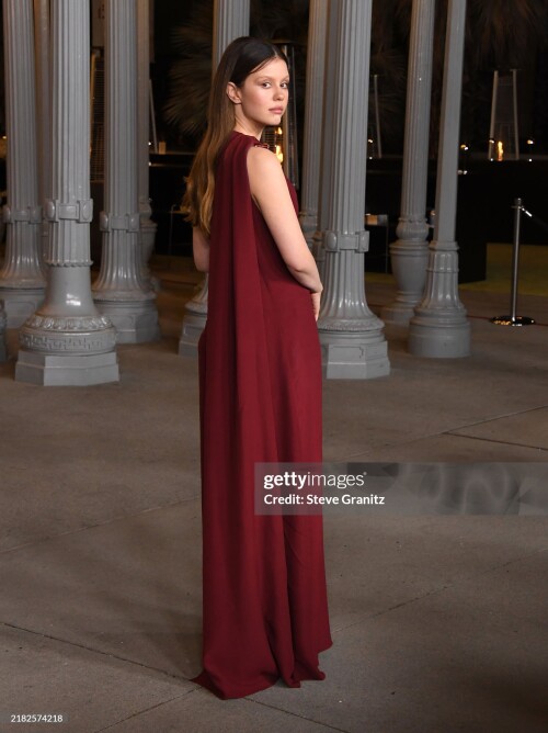 LOS ANGELES, CALIFORNIA - NOVEMBER 02: Mia Goth arrives at the 2024 LACMA Art+Film Gala at Los Angeles County Museum of Art on November 02, 2024 in Los Angeles, California. (Photo by Steve Granitz/FilmMagic)