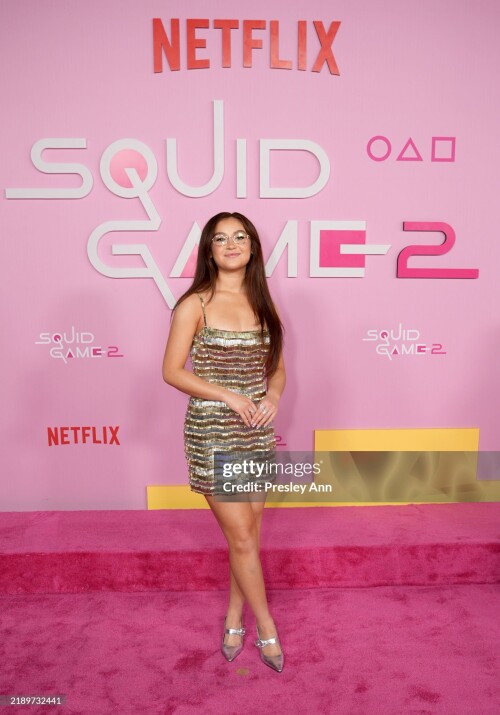 LOS ANGELES, CALIFORNIA - DECEMBER 12: Anna Cathcart attends the Los Angeles Premiere & Fan Event for Netflix's "Squid Game" Season 2 at Los Angeles City College on December 12, 2024 in Los Angeles, California.  (Photo by Presley Ann/Getty Images for Netflix)