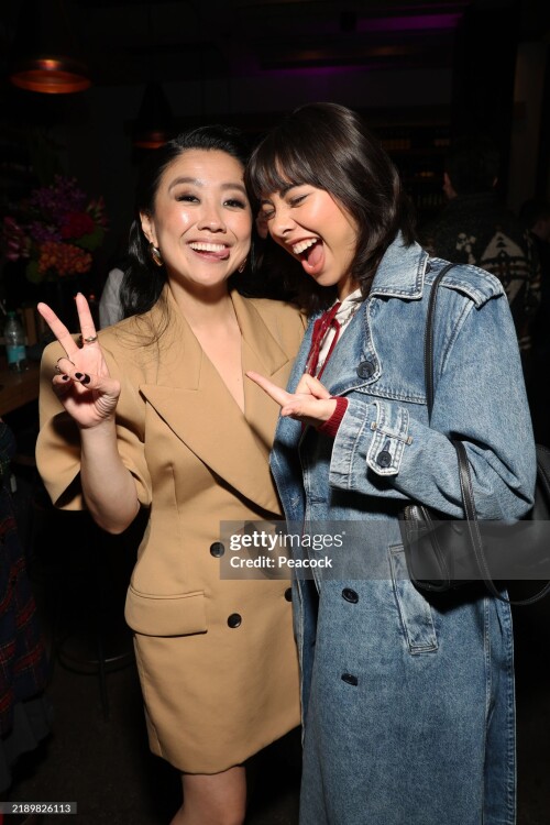 LAID -- "Laid Premiere" -- Pictured: (l-r) Sherry Cola, Xochitl Gomez at Zinque on December 16, 2024 -- (Photo by: Todd Williamson/Peacock via Getty Images)