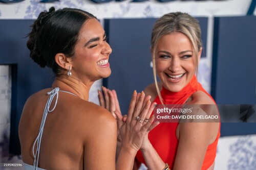 Australian actress Geraldine Viswanathan (L) and US actress Meredith Hagner attend the screening of "You're Cordially Invited" at Jazz at Lincoln Center in New York City on January 28, 2025. (Photo by David Dee Delgado / AFP) (Photo by DAVID DEE DELGADO/AFP via Getty Images)