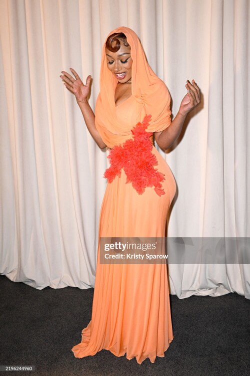PARIS, FRANCE - JANUARY 27: (EDITORIAL USE ONLY - For Non-Editorial use please seek approval from Fashion House) Megan Thee Stallion attends the Giambattista Valli Haute Couture Spring-Summer 2025 show as part of Paris Fashion Week on January 27, 2025 in Paris, France. (Photo by Kristy Sparow/Getty Images)
