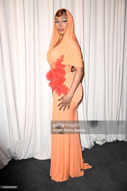 PARIS, FRANCE - JANUARY 27: (EDITORIAL USE ONLY - For Non-Editorial use please seek approval from Fashion House) Megan Thee Stallion attends the Giambattista Valli Haute Couture Spring-Summer 2025 show as part of Paris Fashion Week on January 27, 2025 in Paris, France. (Photo by Kristy Sparow/Getty Images)