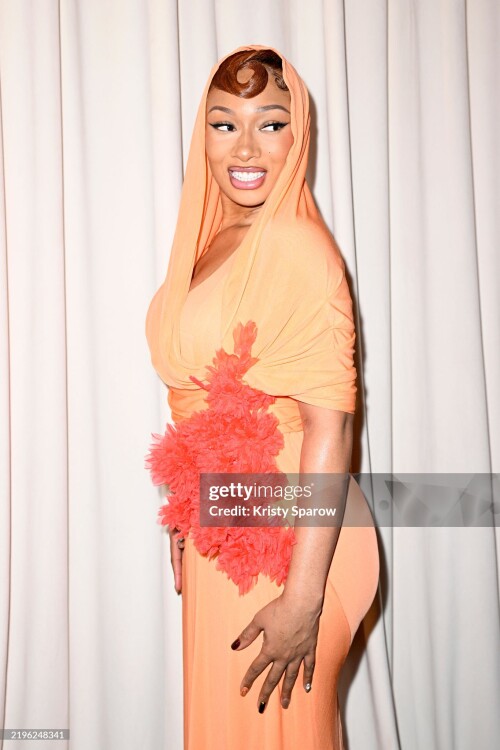 PARIS, FRANCE - JANUARY 27: (EDITORIAL USE ONLY - For Non-Editorial use please seek approval from Fashion House) Megan Thee Stallion attends the Giambattista Valli Haute Couture Spring-Summer 2025 show as part of Paris Fashion Week on January 27, 2025 in Paris, France. (Photo by Kristy Sparow/Getty Images)