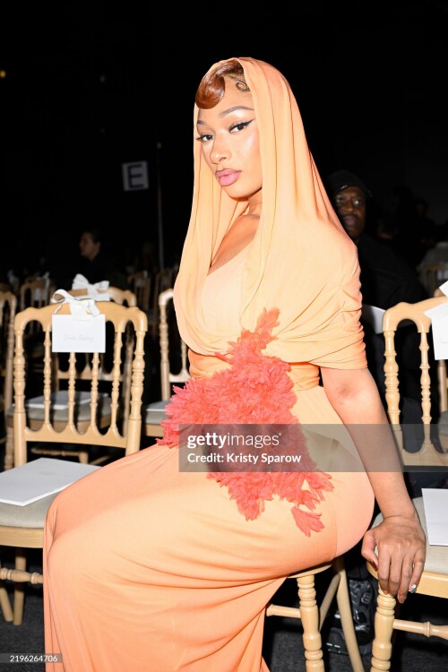 PARIS, FRANCE - JANUARY 27: (EDITORIAL USE ONLY - For Non-Editorial use please seek approval from Fashion House) Megan Thee Stallion attends the Giambattista Valli Haute Couture Spring-Summer 2025 show as part of Paris Fashion Week on January 27, 2025 in Paris, France. (Photo by Kristy Sparow/Getty Images)