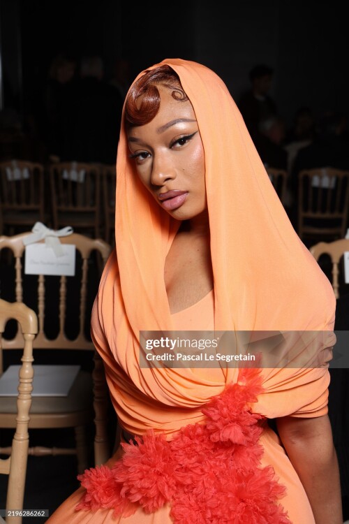 PARIS, FRANCE - JANUARY 27: Megan Thee Stallion attends the Giambattista Valli Haute Couture Spring-Summer 2025 show as part of Paris Fashion Week on January 27, 2025 in Paris, France. (Photo by Pascal Le Segretain/Getty Images for Giambattista Valli)