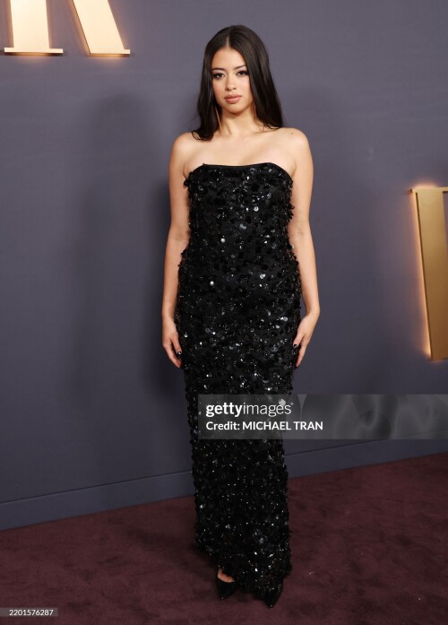US actress Amber Midthunder attends Vanity Fair and Instagram's "Vanities: A Night for Young Hollywood" party at Bar Marmont in Los Angeles on February 26, 2025. (Photo by Michael Tran / AFP) (Photo by MICHAEL TRAN/AFP via Getty Images)