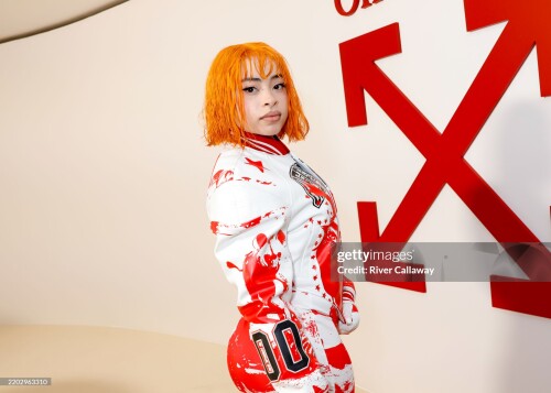 Ice Spice at the Off-White Fall RTW 2025 fashion show as part of Paris Fashion Week on March 6, 2025 in Paris, France. (Photo by River Callaway/WWD via Getty Images)