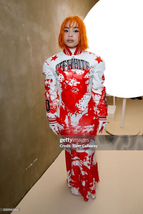 Ice Spice at the Off-White Fall RTW 2025 fashion show as part of Paris Fashion Week on March 6, 2025 in Paris, France. (Photo by River Callaway/WWD via Getty Images)