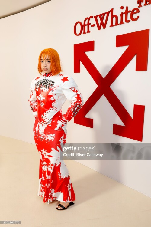 Ice Spice at the Off-White Fall RTW 2025 fashion show as part of Paris Fashion Week on March 6, 2025 in Paris, France. (Photo by River Callaway/WWD via Getty Images)
