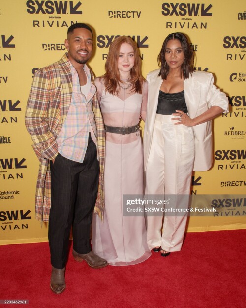 Sadie Sink, Regina Hall, Kelvin Harrison Jr. at the "O'Dessa" Premiere during the SXSW Conference & Festivals at the Paramount Theatre on March 8, 2025 in Austin, Texas. (Photo by Hubert Vestil/SXSW Conference & Festivals via Getty Images)
