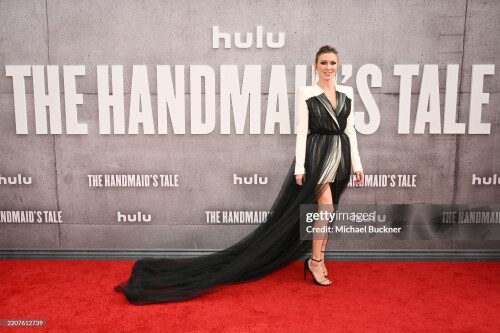 Katie Cassidy at Hulu's "The Handmaid's Tale" Season 6 Los Angeles Premiere held at TCL Chinese Theatre on April 02, 2025 in Los Angeles, California. (Photo by Michael Buckner/Variety via Getty Images)
