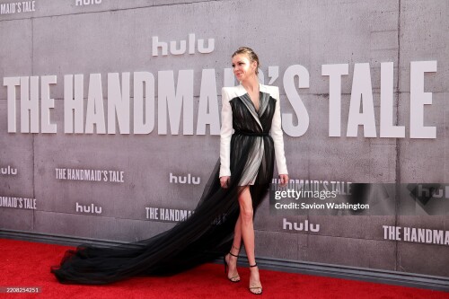 HOLLYWOOD, CALIFORNIA - APRIL 02: Katie Cassidy attends Hulu's season 6 premiere of "The Handmaid's Tale" at TCL Chinese Theatre on April 02, 2025 in Hollywood, California. (Photo by Savion Washington/WireImage)