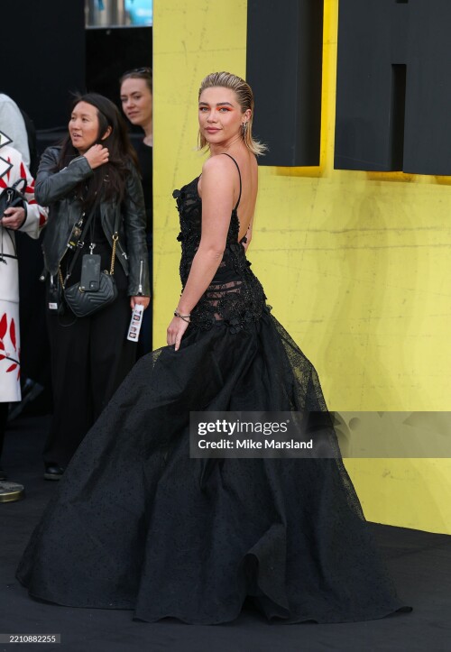 LONDON, ENGLAND - APRIL 22: Florence Pugh attends the "Thunderbolts*" UK Special Screening at Cineworld Leicester Square on April 22, 2025 in London, England. (Photo by Mike Marsland/WireImage)