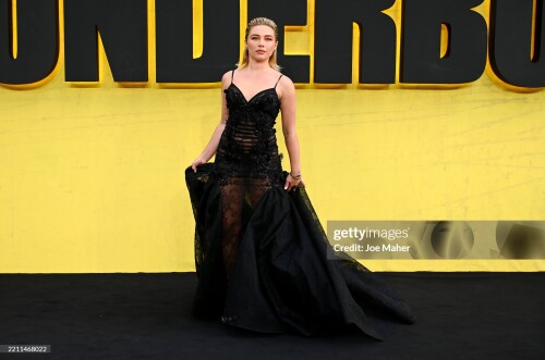 LONDON, ENGLAND - APRIL 22: Florence Pugh attends the "Thunderbolts*" UK Special Screening at Cineworld Leicester Square on April 22, 2025 in London, England. (Photo by Joe Maher/Getty Images)