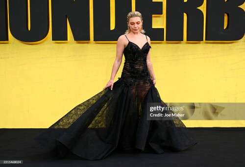 LONDON, ENGLAND - APRIL 22: Florence Pugh attends the "Thunderbolts*" UK Special Screening at Cineworld Leicester Square on April 22, 2025 in London, England. (Photo by Joe Maher/Getty Images)