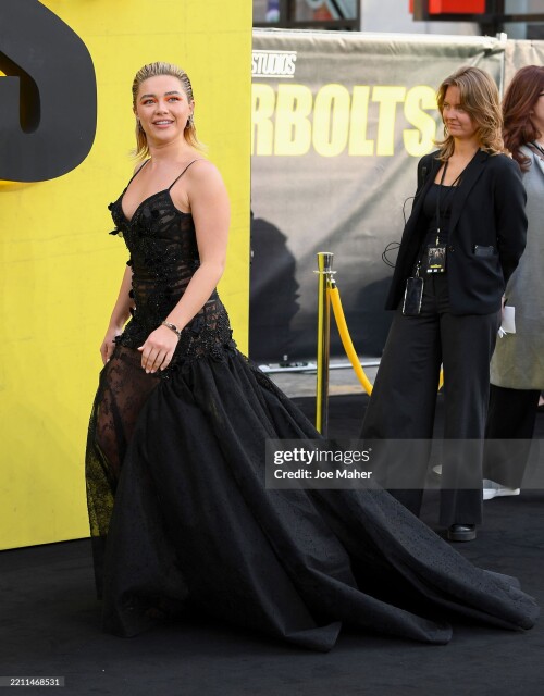 LONDON, ENGLAND - APRIL 22: Florence Pugh attends the "Thunderbolts*" UK Special Screening at Cineworld Leicester Square on April 22, 2025 in London, England. (Photo by Joe Maher/Getty Images)