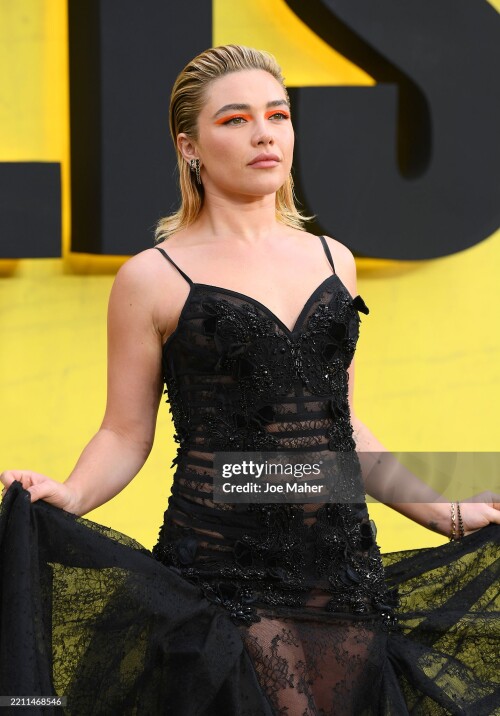 LONDON, ENGLAND - APRIL 22: Florence Pugh attends the "Thunderbolts*" UK Special Screening at Cineworld Leicester Square on April 22, 2025 in London, England. (Photo by Joe Maher/Getty Images)