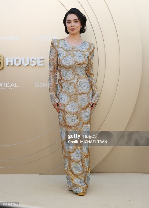 US actress Aulii Cravalho attends Gold House 4th Gold Gala at the Music Center in Los Angeles, May 10, 2025. Gold Gala, the annual gathering of top Asian Pacific and multicultural leaders, celebrates the 100 most impactful Asian Pacific changemakers in culture and society over the past year. (Photo by Michael Tran / AFP) (Photo by MICHAEL TRAN/AFP via Getty Images)