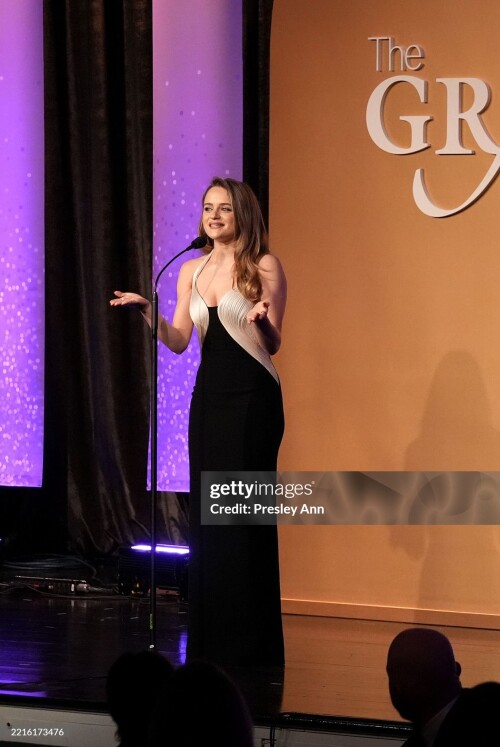 BEVERLY HILLS, CALIFORNIA - MAY 20: Joey King speaks onstage during the Alliance for Women in Media Foundation's 50th Annual Gracie Awards at the Beverly Wilshire, a Four Seasons Hotel on May 20, 2025 in Beverly Hills, California. (Photo by Presley Ann/Getty Images for Alliance for Women in Media Foundation)