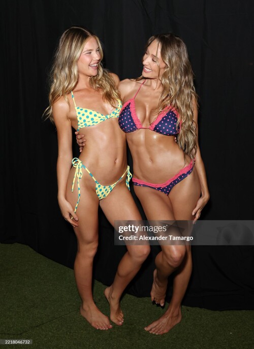 MIAMI BEACH, FLORIDA - MAY 31: (L-R) Ellie Thumann and Penny Lane attend Sports Illustrated Swimsuit Runway Show at W South Beach on May 31, 2025 in Miami Beach, Florida. (Photo by Alexander Tamargo/Getty Images for Sports Illustrated)