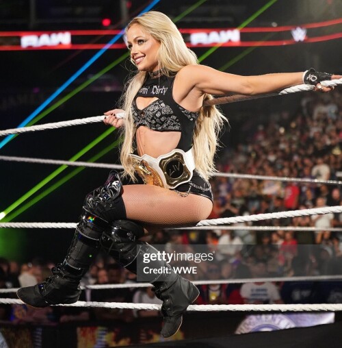 PHOENIX, ARIZONA - JUNE 9: Liv Morgan enters the ring during Monday Night RAW at PHX Arena on June 9, 2025 in Phoenix, Arizona.  (Photo by Rich Freeda/WWE via Getty Images)
